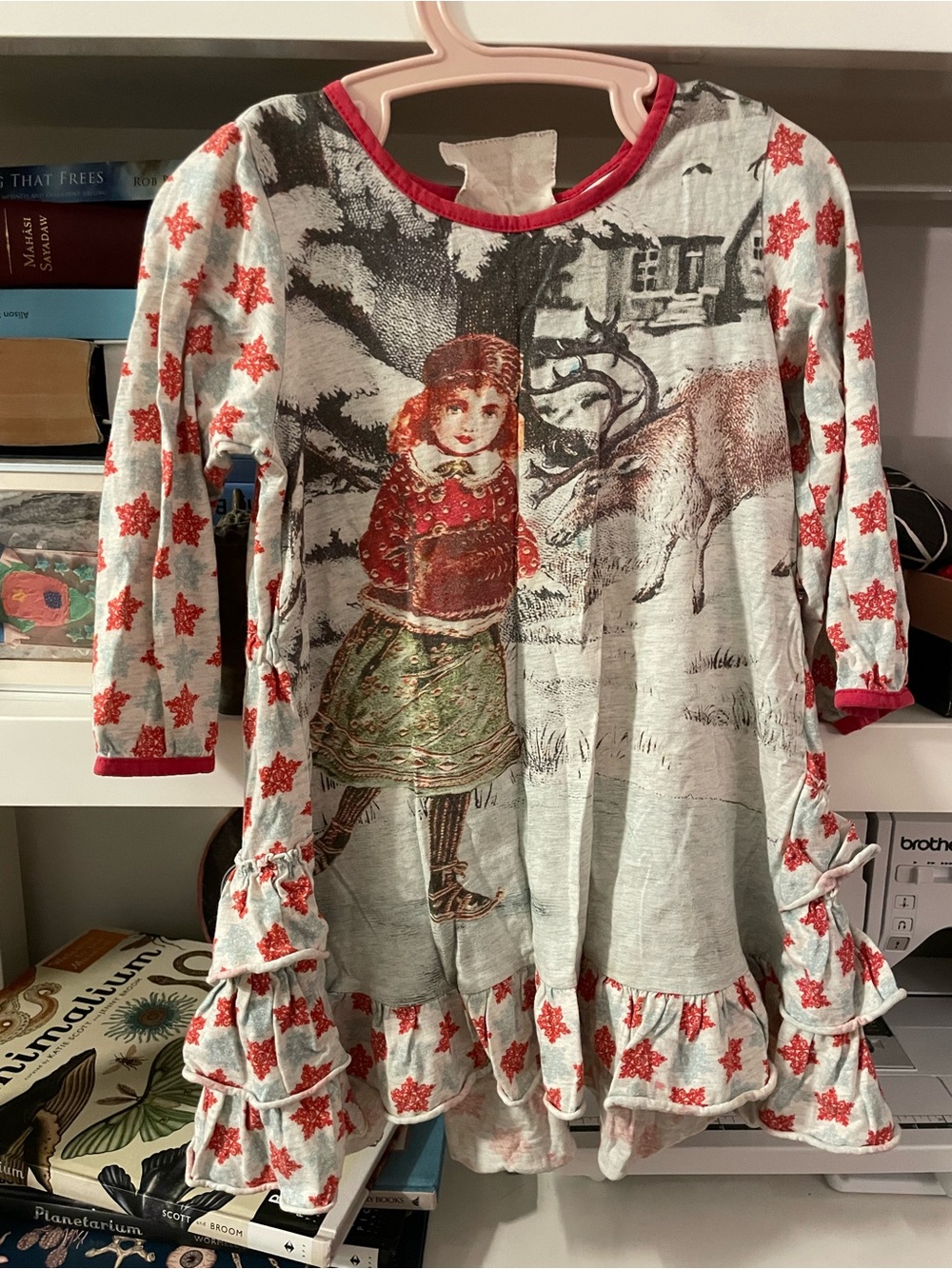 Paper Wings Dress Reindeer Snow print